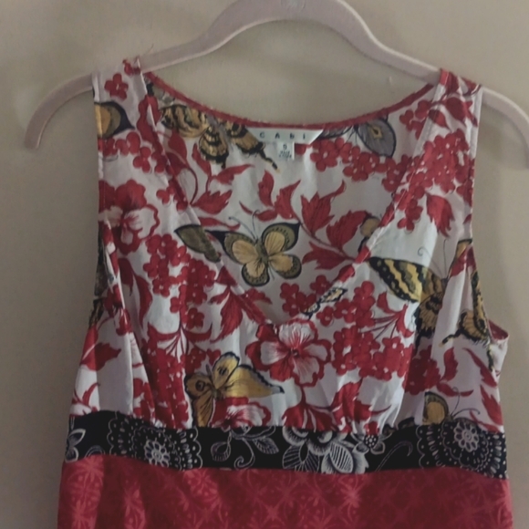 CAbi Silk Blouse In Red Hisbiscus Golden Butterly - Picture 11 of 15